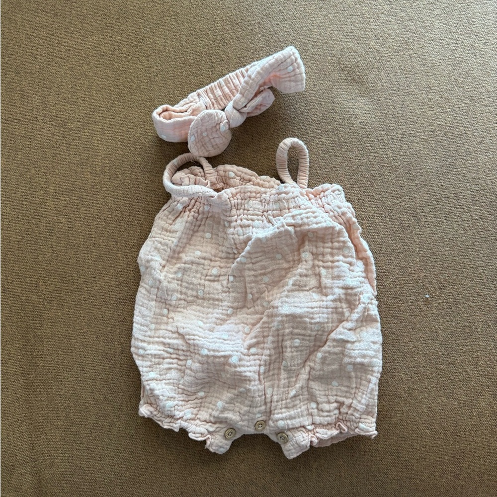 Polka dot Sunsuit with Matching Headband
